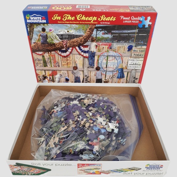 White Mountain In The Cheap Seats 500 Piece Baseball Puzzle Ed Wargo 1396A USA - Picture 2 of 8